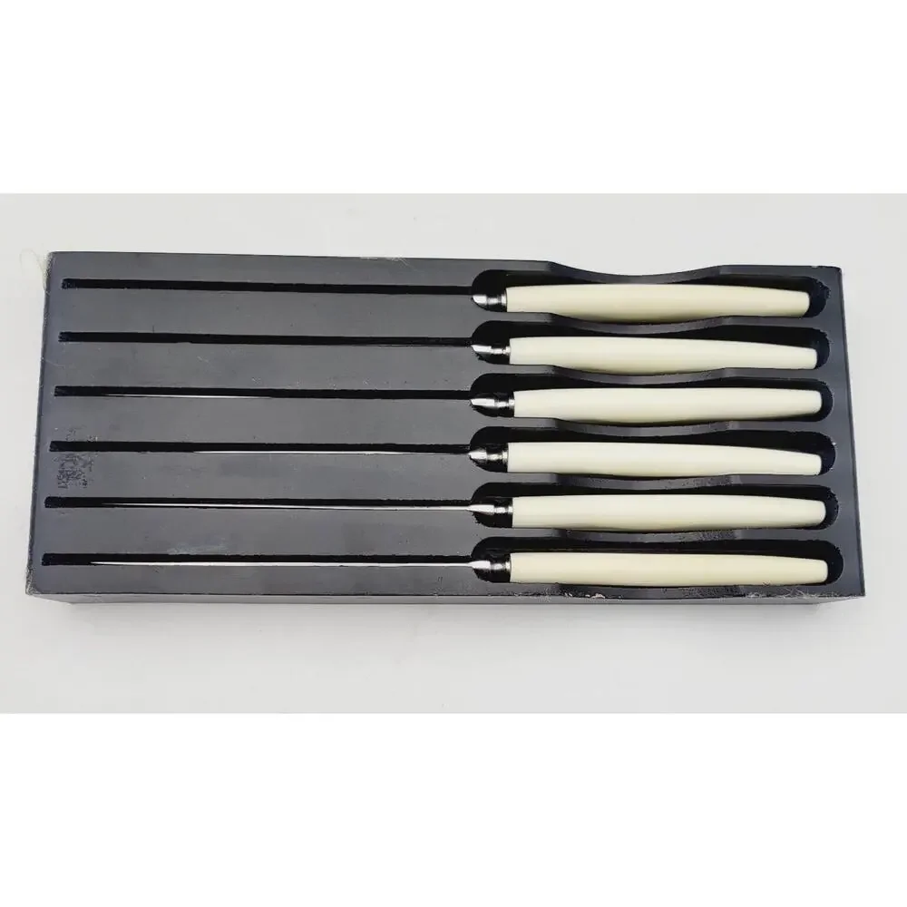 Set 6 Neiman Marcus SHEFFIELD Stainless Steak KNIVES Ivorine Handles England